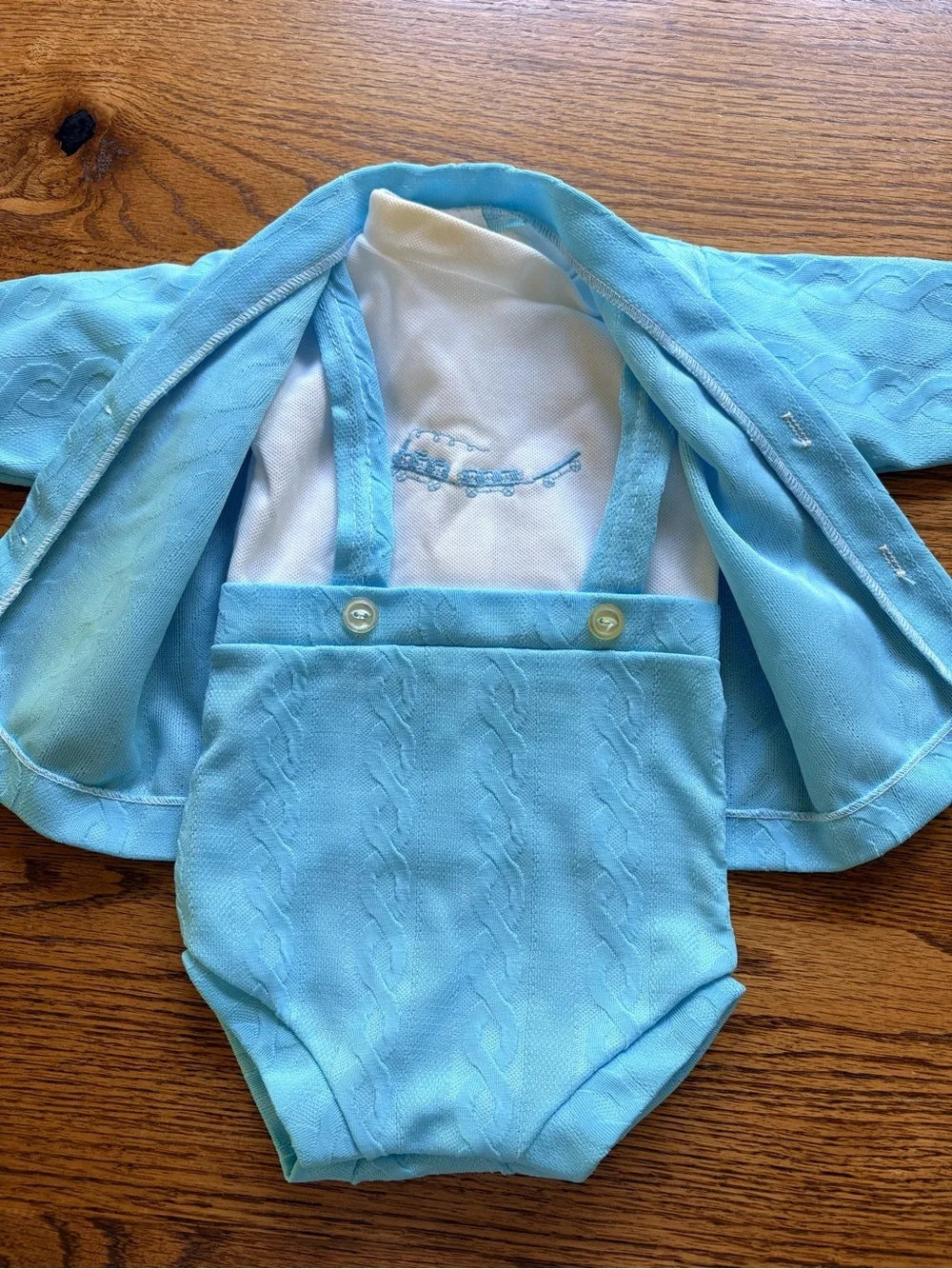 VTG Little Me by Lois Baby Blue Button-Up Outfit and Jacket set- size NB?
